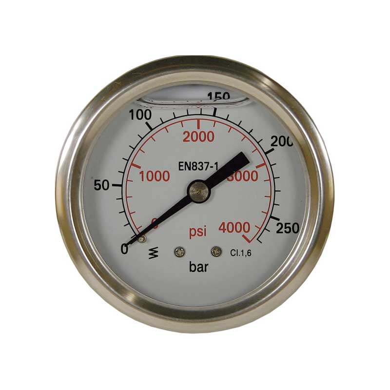 Hochdruckmanometer, Ø 50 mm, Eingang hinten, 1/4" AG, 0 - 400 bar