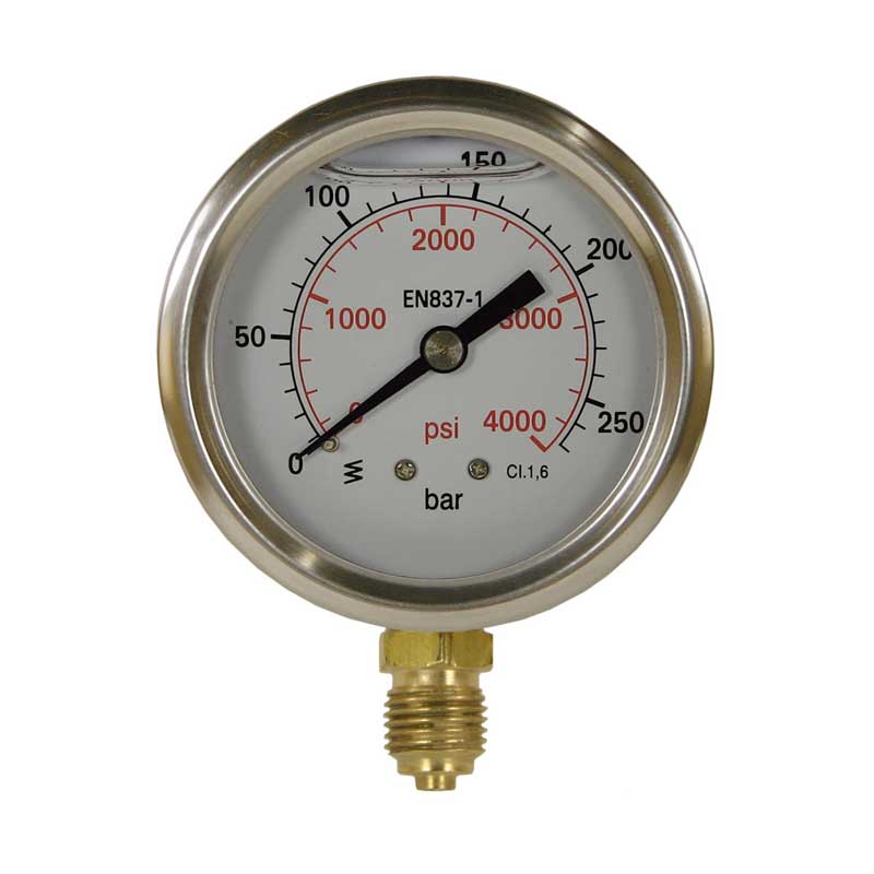 Manometer Eing. 1/4" AG unten 0 - 250 bar ø 50 mm Gehäuse Edelstahl